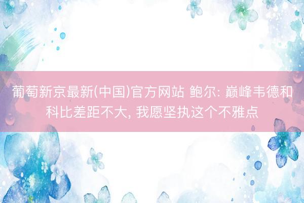 葡萄新京最新(中国)官方网站 鲍尔: 巅峰韦德和科比差距不大, 我愿坚执这个不雅点