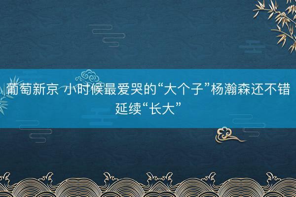 葡萄新京 小时候最爱哭的“大个子”杨瀚森还不错延续“长大”