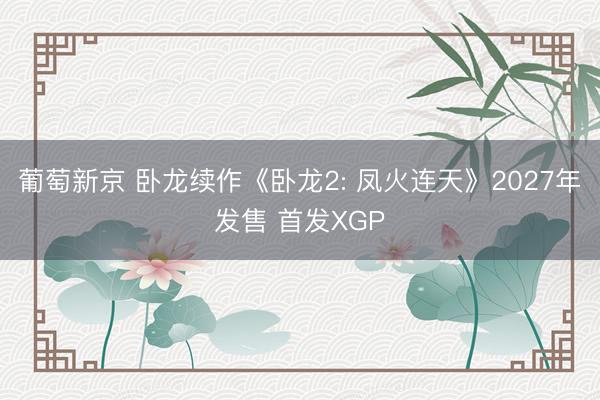 葡萄新京 卧龙续作《卧龙2: 凤火连天》2027年发售 首发XGP