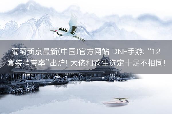 葡萄新京最新(中国)官方网站 DNF手游: “12套装捎带率”出炉! 大佬和苍生选定十足不相同!