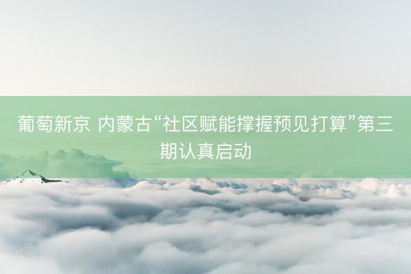 葡萄新京 内蒙古“社区赋能撑握预见打算”第三期认真启动
