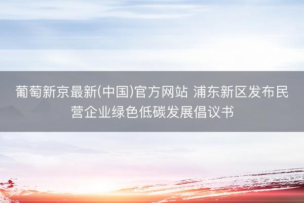 葡萄新京最新(中国)官方网站 浦东新区发布民营企业绿色低碳发展倡议书