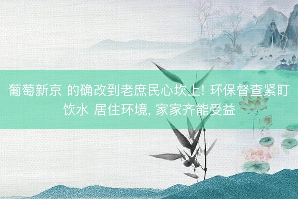 葡萄新京 的确改到老庶民心坎上! 环保督查紧盯饮水 居住环境， 家家齐能受益