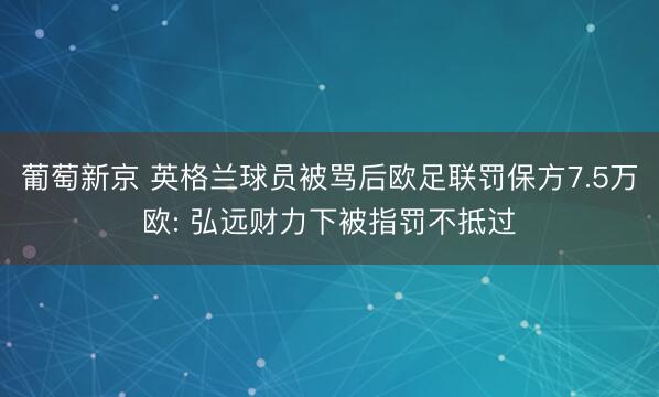 葡萄新京 英格兰球员被骂后欧足联罚保方7.5万欧: 弘远财力下被指罚不抵过