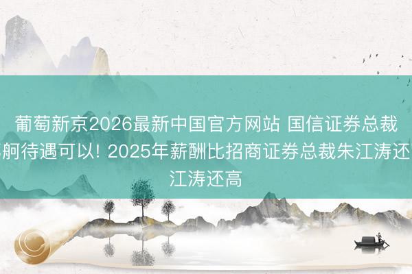 葡萄新京2026最新中国官方网站 国信证券总裁邓舸待遇可以! 2025年薪酬比招商证券总裁朱江涛还高