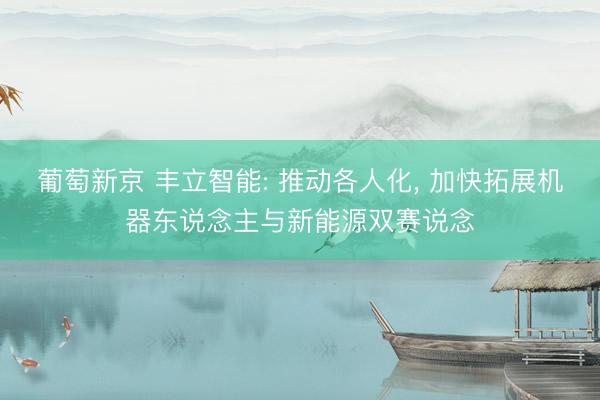 葡萄新京 丰立智能: 推动各人化, 加快拓展机器东说念主与新能源双赛说念