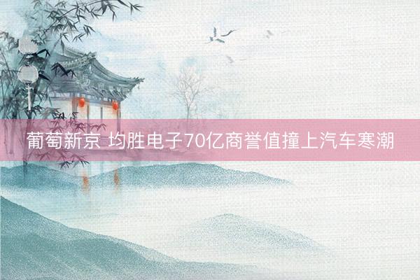 葡萄新京 均胜电子70亿商誉值撞上汽车寒潮