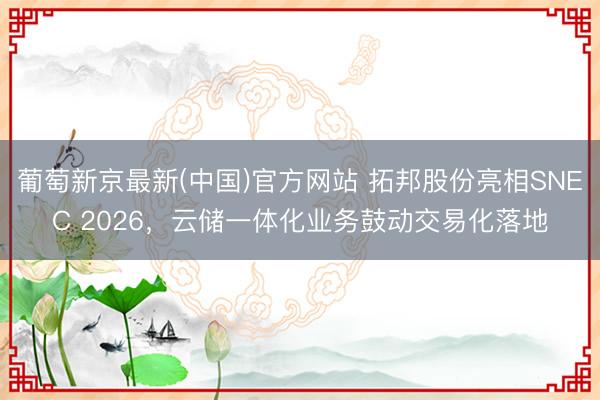 葡萄新京最新(中国)官方网站 拓邦股份亮相SNEC 2026,云储一体化业务鼓动交易化落地