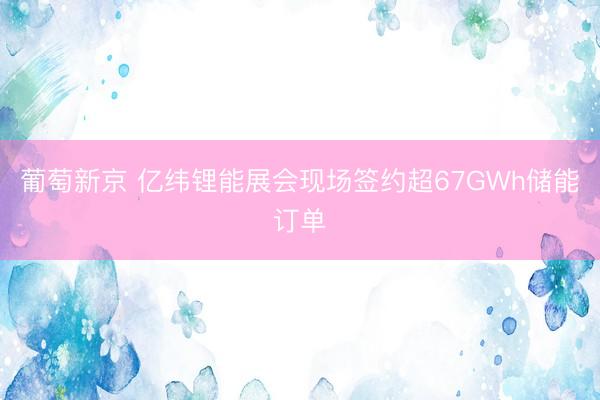 葡萄新京 亿纬锂能展会现场签约超67GWh储能订单