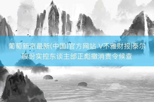 葡萄新京最新(中国)官方网站 V不雅财报|泰尔股份实控东谈主邰正彪撤消责令候查
