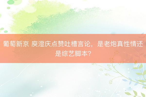 葡萄新京 庾澄庆点赞吐槽言论,是老炮真性情还是综艺脚本?
