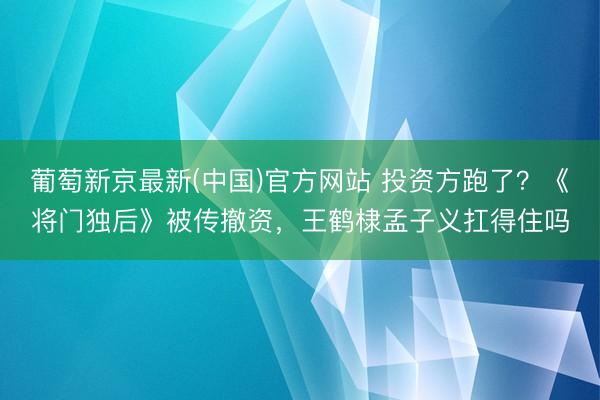 葡萄新京最新(中国)官方网站 投资方跑了？《将门独后》被传撤资，王鹤棣孟子义扛得住吗