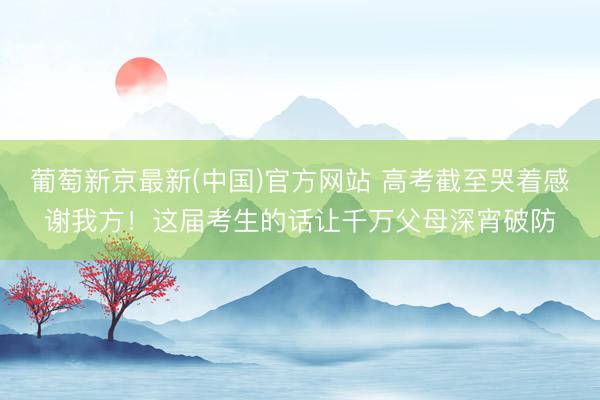 葡萄新京最新(中国)官方网站 高考截至哭着感谢我方！这届考生的话让千万父母深宵破防