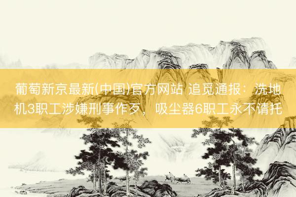 葡萄新京最新(中国)官方网站 追觅通报：洗地机3职工涉嫌刑事作歹，吸尘器6职工永不请托